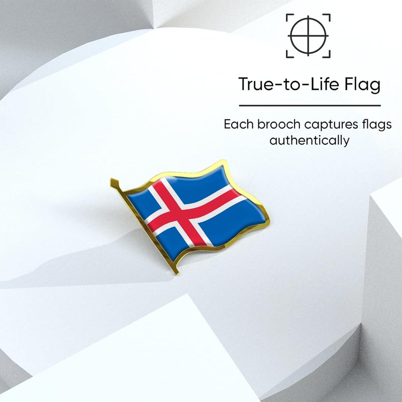Ababyyan Iceland Flag Lapel Pin - Enamel Metal National Badge | World Travel Souvenir Gifts for Men & Women | Country Flag Patriotic Brooch Bulk Pack of Pins for Hat, Tie, Clothes, Backpack (1pc) - Image 4